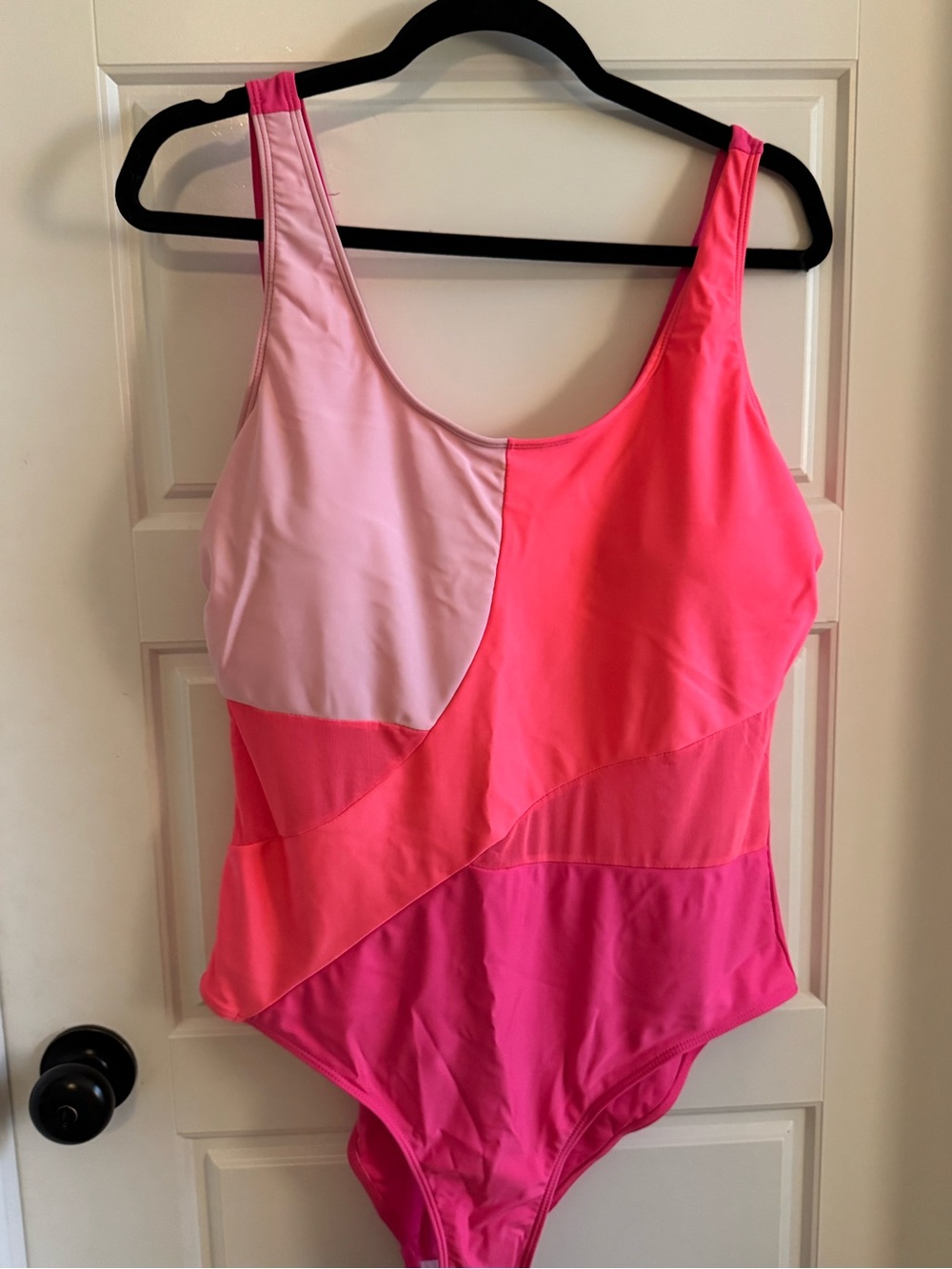 Hot Pink Color Block Swimsuit - Size 2XL
